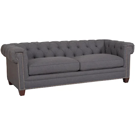 Transitional Chesterfield Sofa with Track Arms and Nailheads